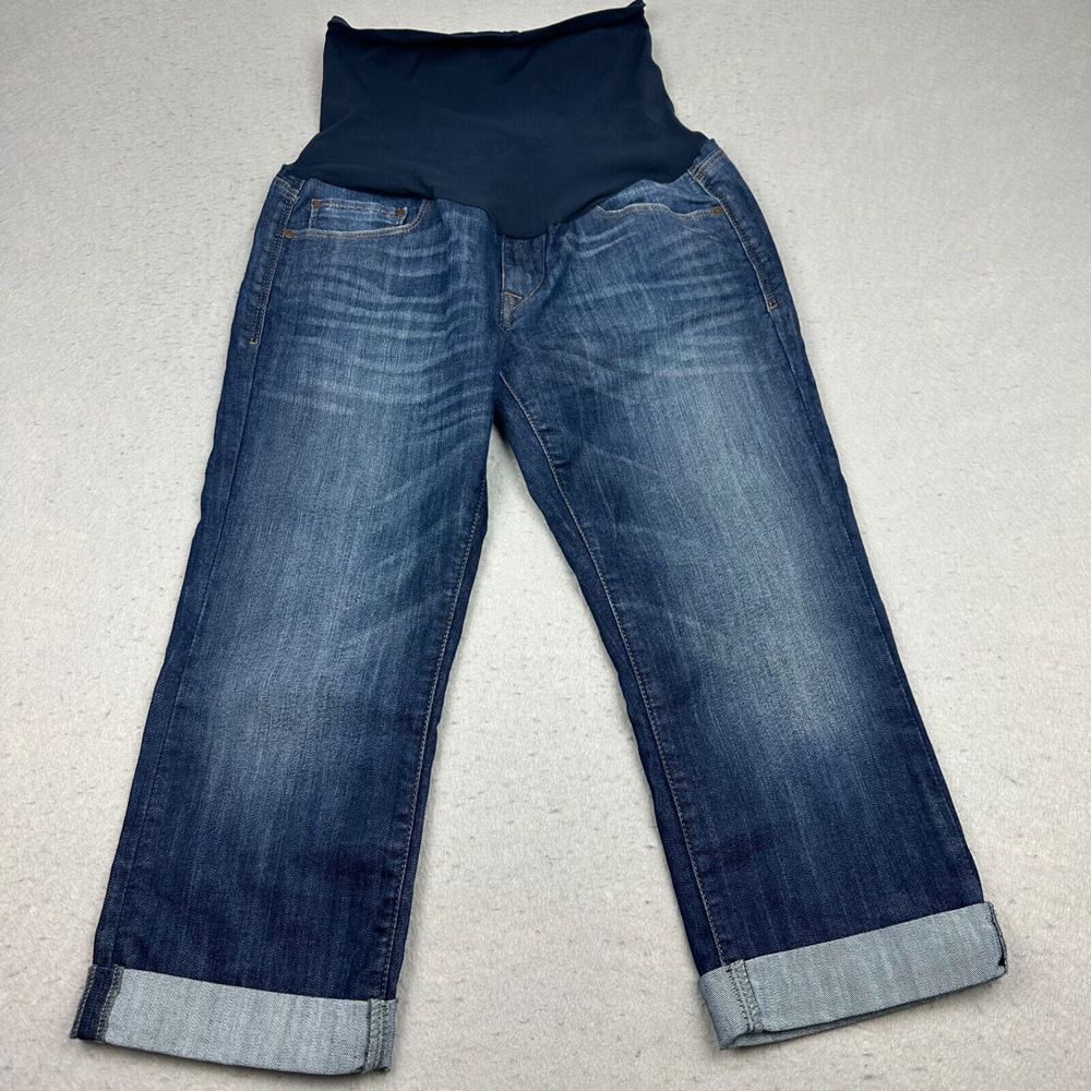 Mavi Maternity Jean Capris Women's Small Dark‎ Wash A Pea In The Pod Cuffed